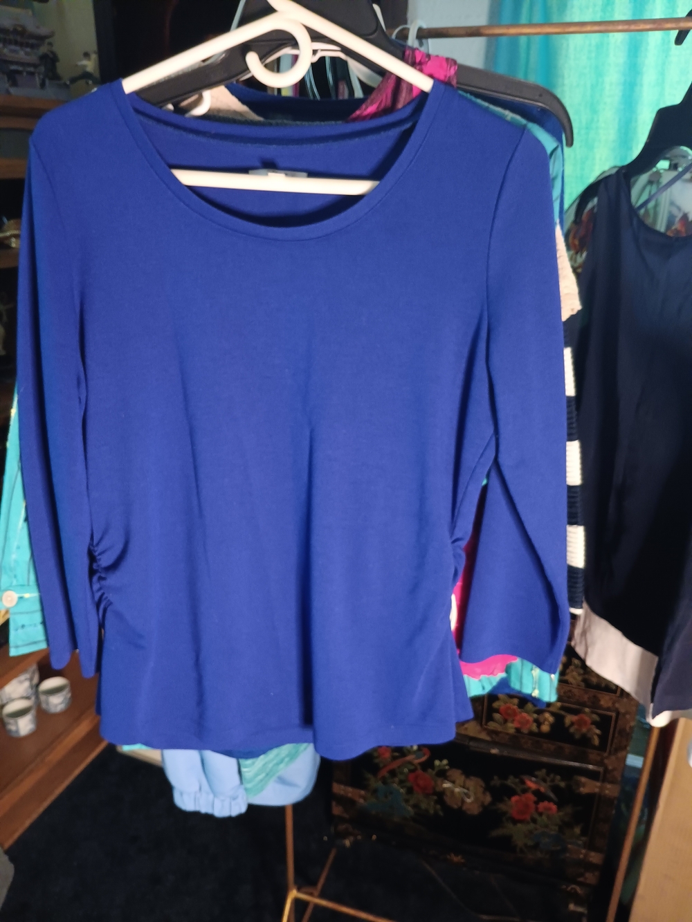 Filly Flair Cobalt Blue Long Sleeve Scoop Neck Top
